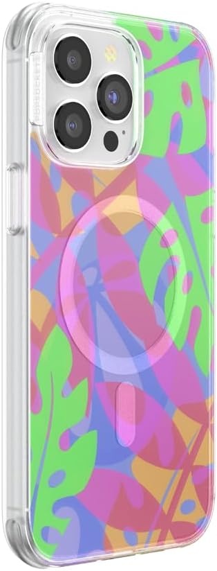 image:imagePopSockets iPhone 16 Pro Case Compatible with MagSafe Phone Case for iPhone 16 Pro Wireless Charging Compatible Case Only Black LaceBoca Palms Pink