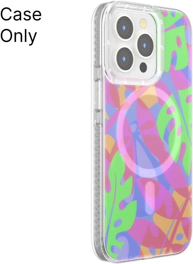 image:imagePopSockets iPhone 16 Pro Case Compatible with MagSafe Phone Case for iPhone 16 Pro Wireless Charging Compatible Case Only Black LaceBoca Palms Pink
