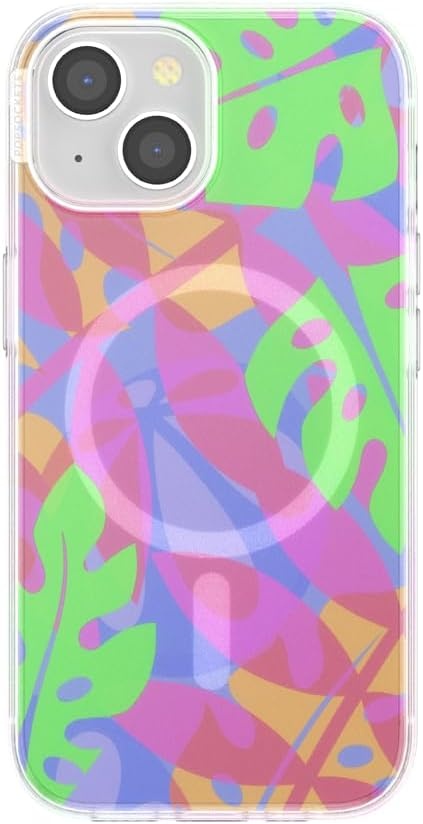 image:imagePopSockets iPhone 16 Pro Case Compatible with MagSafe Phone Case for iPhone 16 Pro Wireless Charging Compatible Case Only Black LaceBoca Palms Pink