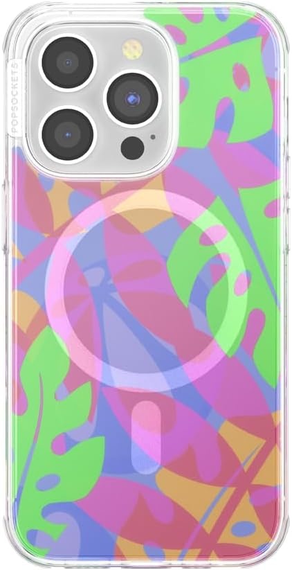 image:imagePopSockets iPhone 16 Pro Case Compatible with MagSafe Phone Case for iPhone 16 Pro Wireless Charging Compatible Case Only Black LaceBoca Palms Pink
