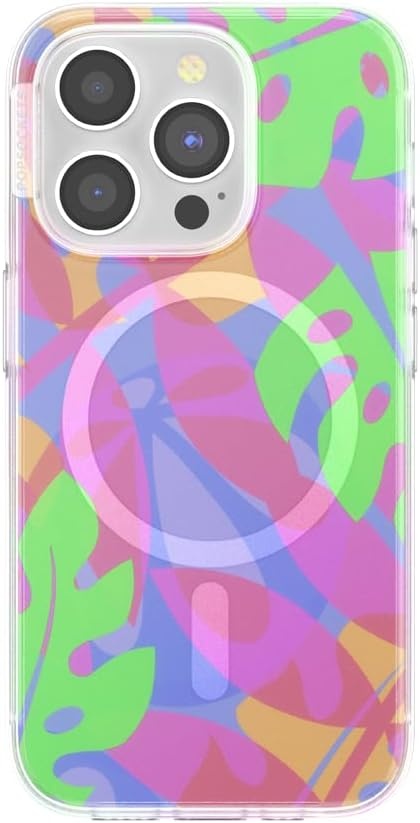 image:imagePopSockets iPhone 16 Pro Case Compatible with MagSafe Phone Case for iPhone 16 Pro Wireless Charging Compatible Case Only Black LaceBoca Palms Pink