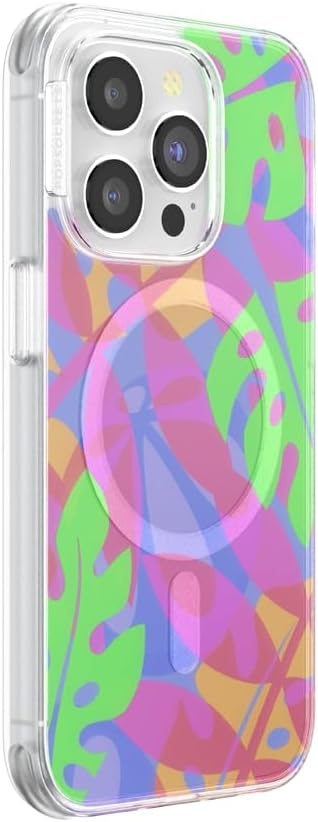image:imagePopSockets iPhone 16 Pro Case Compatible with MagSafe Phone Case for iPhone 16 Pro Wireless Charging Compatible Case Only Black LaceBoca Palms Pink