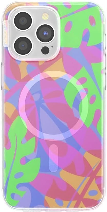 image:imagePopSockets iPhone 16 Pro Case Compatible with MagSafe Phone Case for iPhone 16 Pro Wireless Charging Compatible Case Only Black LaceBoca Palms Pink