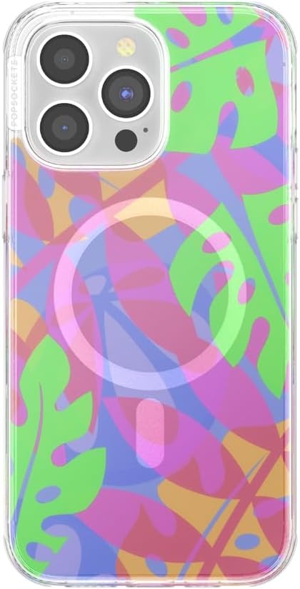 image:imagePopSockets iPhone 16 Pro Case Compatible with MagSafe Phone Case for iPhone 16 Pro Wireless Charging Compatible Case Only Black LaceBoca Palms Pink