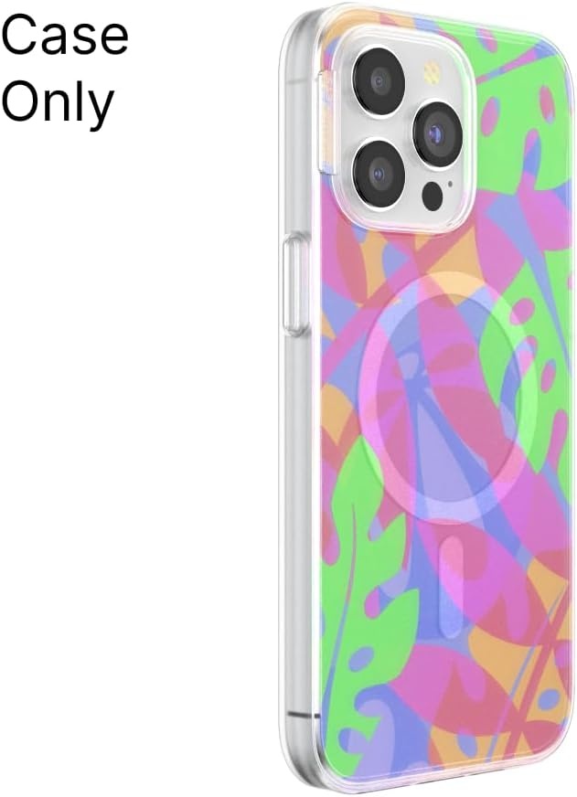 image:imagePopSockets iPhone 16 Pro Case Compatible with MagSafe Phone Case for iPhone 16 Pro Wireless Charging Compatible Case Only Black LaceBoca Palms Pink