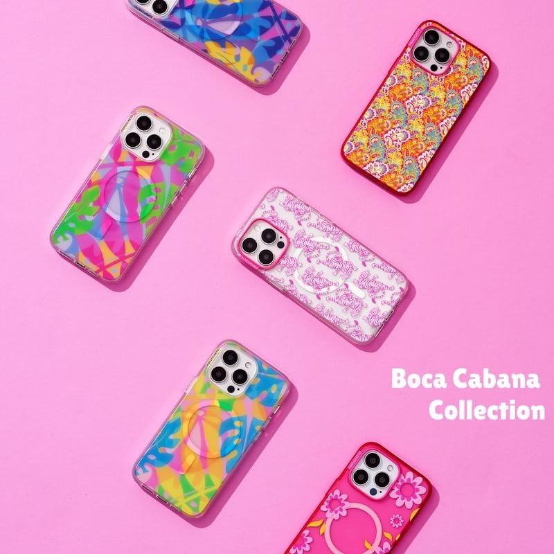 image:imagePopSockets iPhone 16 Pro Case Compatible with MagSafe Phone Case for iPhone 16 Pro Wireless Charging Compatible Case Only Black LaceBoca Palms Pink