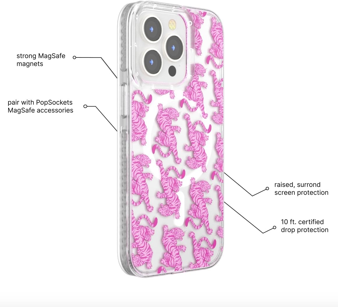image:imagePopSockets iPhone 16 Pro Case Compatible with MagSafe Phone Case for iPhone 16 Pro Wireless Charging Compatible Case Only Black LaceLe Tigre