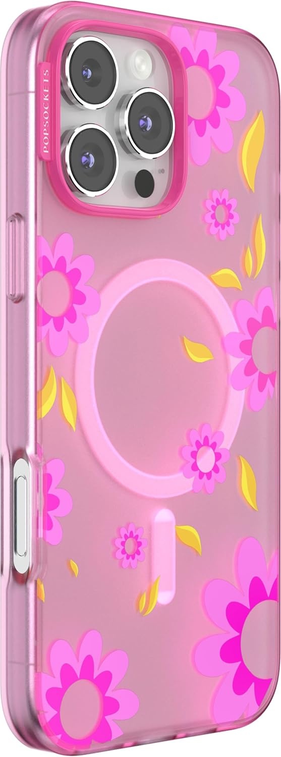 image:imagePopSockets iPhone 16 Pro Case Compatible with MagSafe Phone Case for iPhone 16 Pro Wireless Charging Compatible Case Only Black LacePink Relief