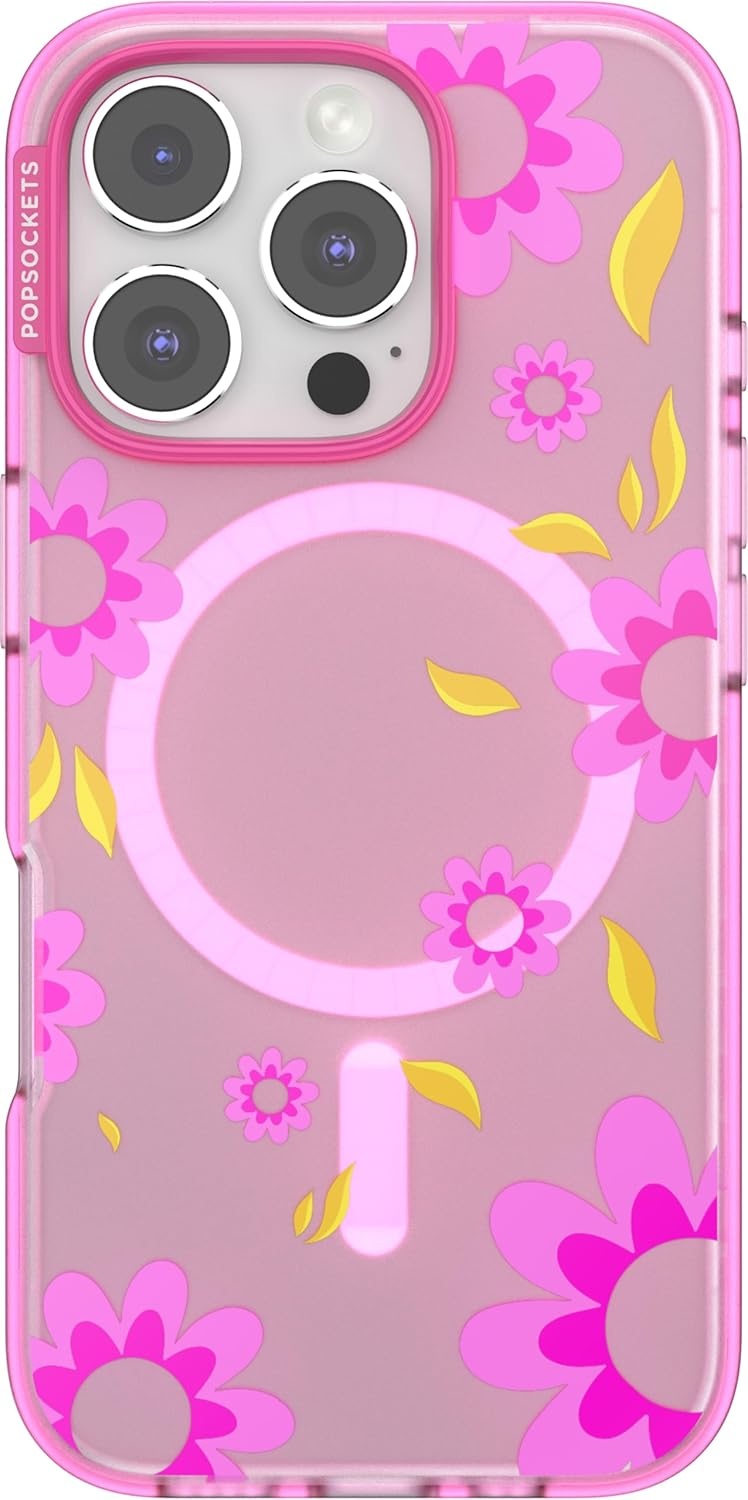 image:imagePopSockets iPhone 16 Pro Case Compatible with MagSafe Phone Case for iPhone 16 Pro Wireless Charging Compatible Case Only Black LacePink Relief