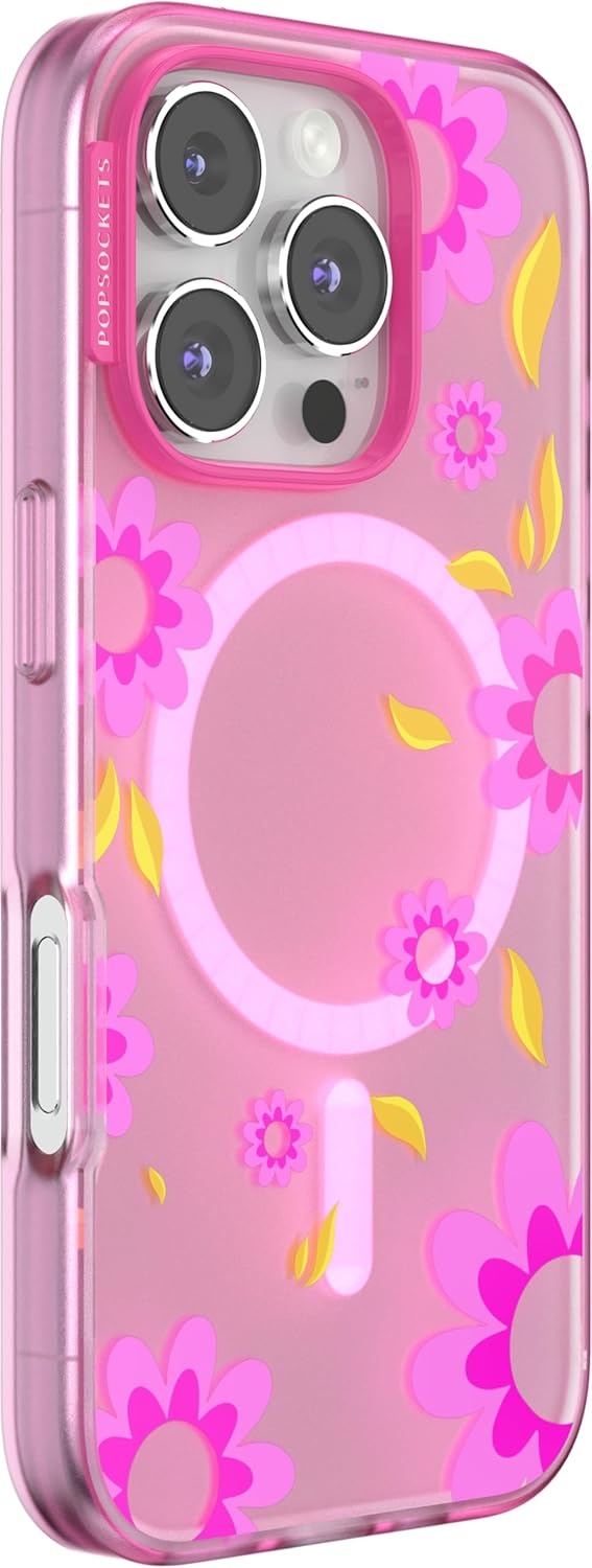 image:imagePopSockets iPhone 16 Pro Case Compatible with MagSafe Phone Case for iPhone 16 Pro Wireless Charging Compatible Case Only Black LacePink Relief