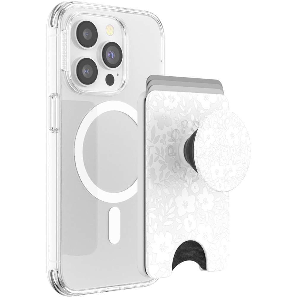 image:imagePopSockets Phone Wallet with Expanding Grip Phone Card Holder Wireless Charging Compatible Wallet Compatible with MagSafe  Licorice DotBlanc Fresh