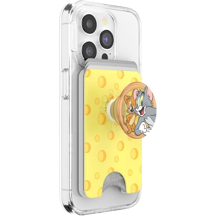 image:imagePopSockets Phone Wallet with Expanding Grip Phone Card Holder Wireless Charging Compatible Wallet Compatible with MagSafe  Licorice DotCheesd Tom  Jerry