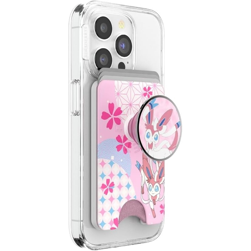 image:imagePopSockets Phone Wallet with Expanding Grip Phone Card Holder Wireless Charging Compatible Wallet Compatible with MagSafe Licorice DotSylveons Dream