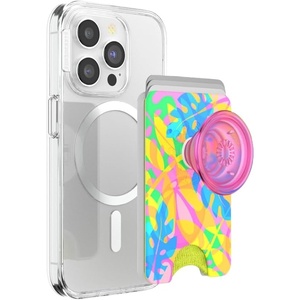 PopSockets Phone Wallet with Expanding Grip, Phone Card Holder, Wireless Charging Compatible, Wallet Compatible with MagSafe – Licorice Dot(Boca Palms)