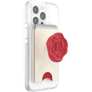 PopSockets Phone Wallet with Expanding Grip, Phone Card Holder, Wireless Charging Compatible, Wallet Compatible with MagSafe – Licorice Dot(Hogwarts Letter)