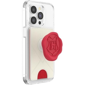PopSockets Phone Wallet with Expanding Grip, Phone Card Holder, Wireless Charging Compatible, Wallet Compatible with MagSafe – Licorice Dot(Hogwarts Letter Adhesive)
