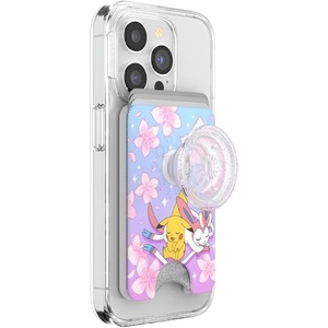 PopSockets Phone Wallet with Expanding Grip, Phone Card Holder, Wireless Charging Compatible, Wallet Compatible with MagSafe – Licorice Dot(Sakura Dreams)