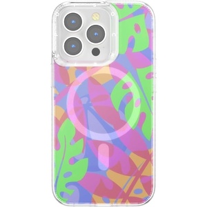 PopSockets iPhone 16 Pro Case Compatible with MagSafe, Phone Case for iPhone 16 Pro, Wireless Charging Compatible, Case Only – Black Lace(Boca Palms Pink)