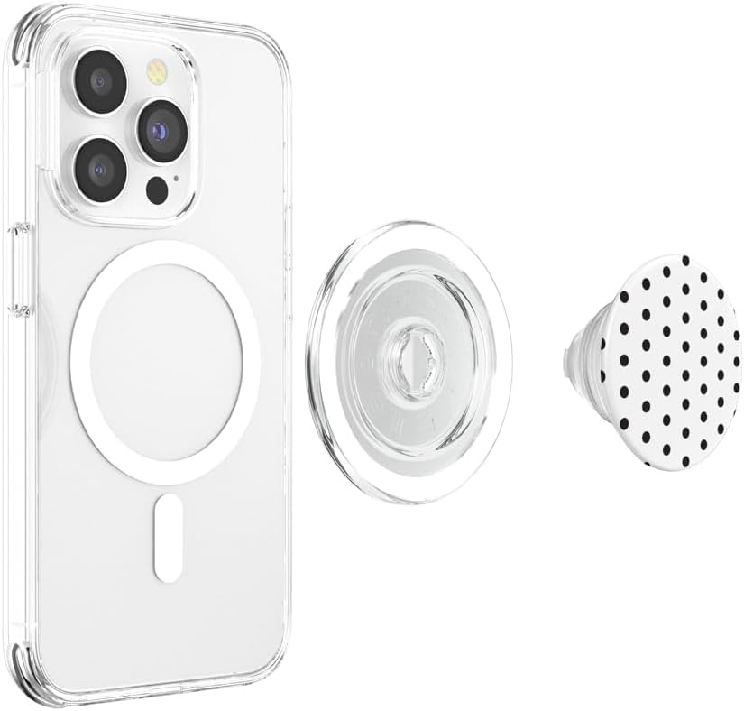 image:imagePopSockets Phone Grip Black amp White Polka Dots PopSockets PopGrip for MagSafeMagnetic PopGrip