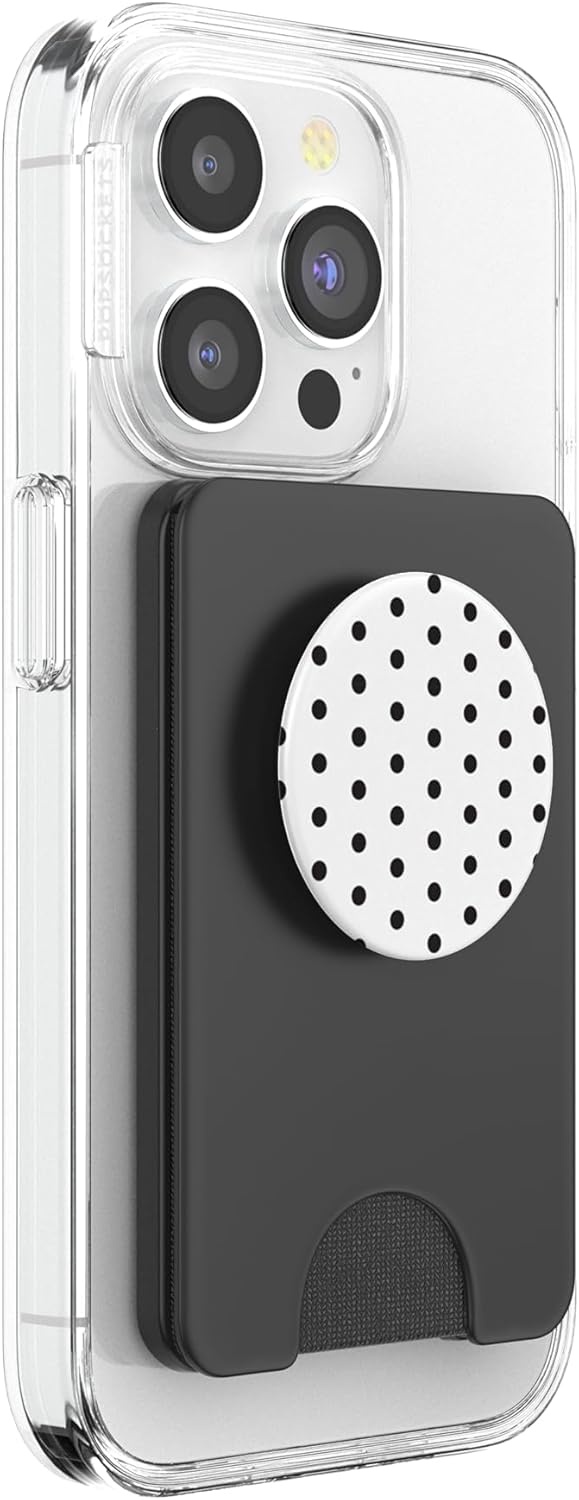 image:imagePopSockets Phone Grip Black amp White Polka Dots PopSockets PopGrip for MagSafeMagnetic PopWallet