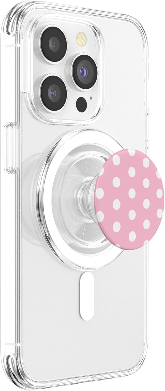image:imagePopSockets Phone Grip Pink amp White Polka Dots PopSockets PopGrip for MagSafeMagnetic PopGrip