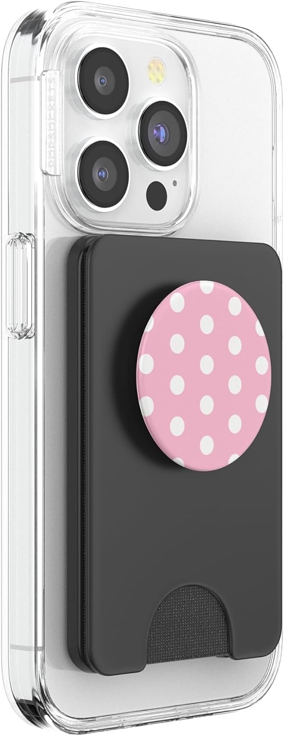 image:imagePopSockets Phone Grip Pink amp White Polka Dots PopSockets PopGrip for MagSafeMagnetic PopWallet