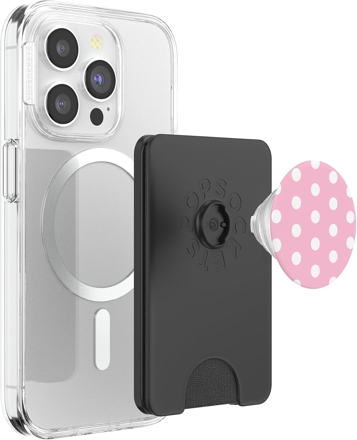 image:imagePopSockets Phone Grip Pink amp White Polka Dots PopSockets PopGrip for MagSafeMagnetic PopWallet