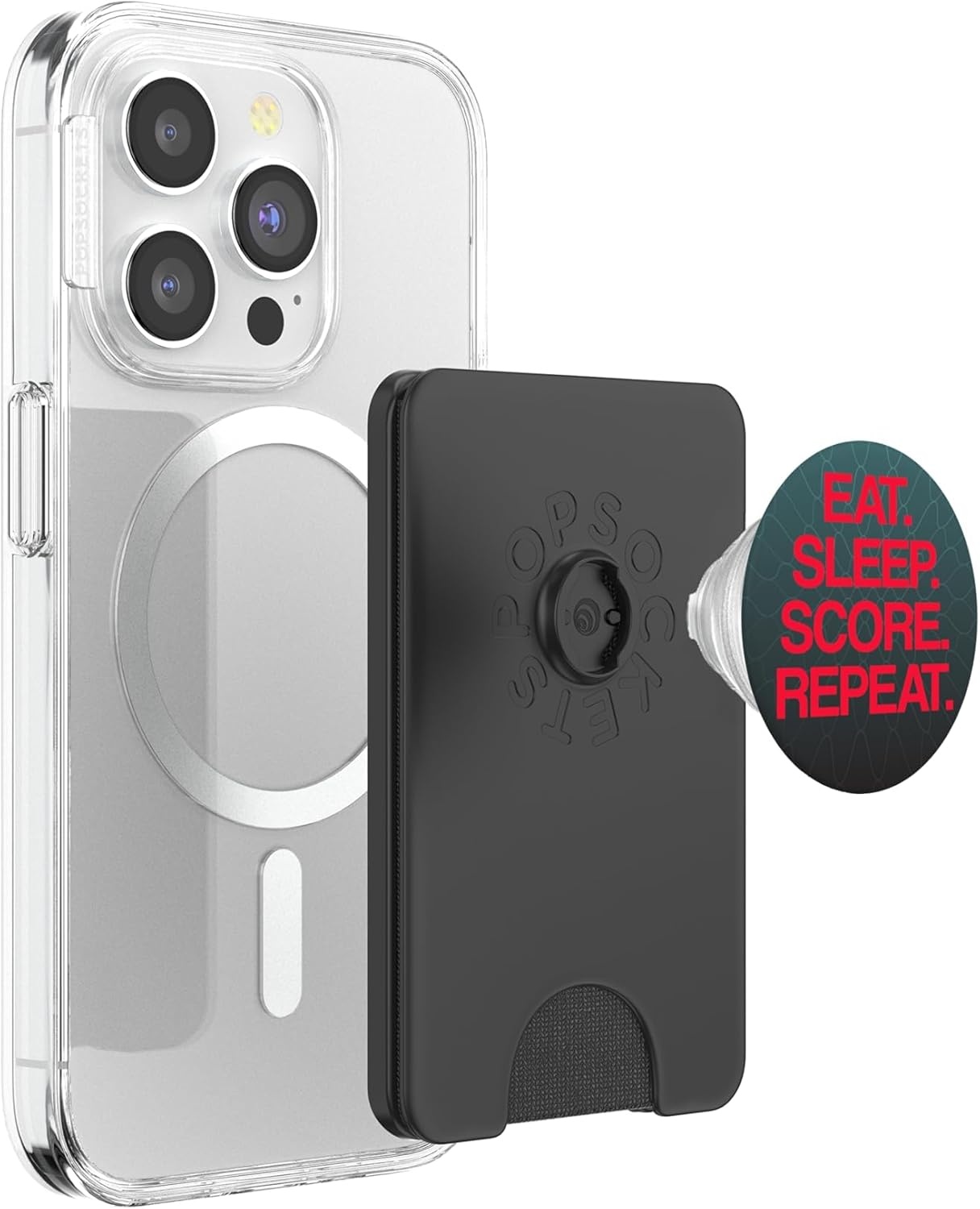 image:imagePopSockets Soccer Phone Grip Eat Sleep Score Repeat PopSockets PopGrip for MagSafeMagnetic PopWallet