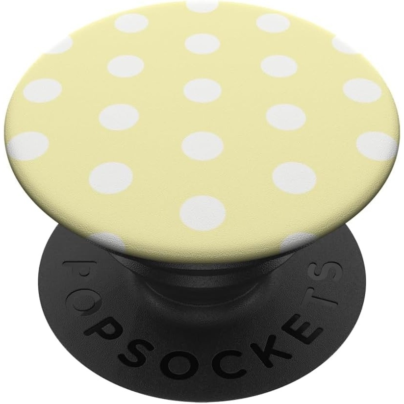 image:imagePopSockets Phone Grip Yellow amp White Polka Dots PopSockets Adhesive PopGripAdhesive PopGrip