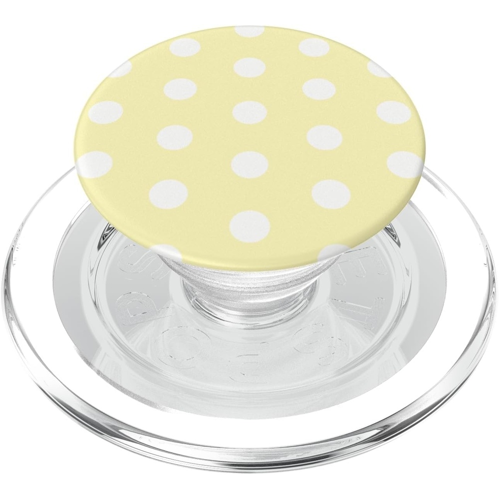 image:imagePopSockets Phone Grip  Yellow amp White Polka Dots PopSockets Adhesive PopGripMagnetic PopGrip
