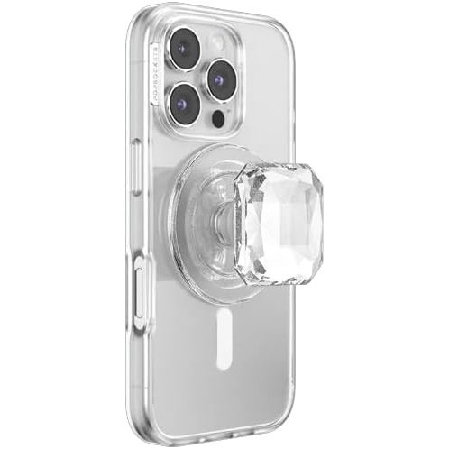 image:imagePopSockets Phone Grip for MagSafe Magnetic Holder Phone Stand Heart Pillow Cut Heart Clear Glitter
