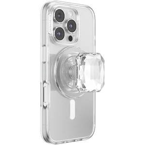 PopSockets Phone Grip for MagSafe, Magnetic Holder, Phone Stand, Heart – Pillow Cut Heart Clear Glitter