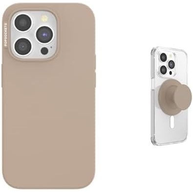 image:imageBundle of PopSockets iPhone 15 Pro Phone Case with MagSafe Wireless Charging Compatible Brown Latte PopSockets Phone Grip for MagSafe Magnetic Holder Phone Stand Brown Soft Touch Latte