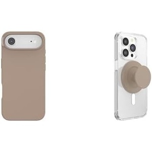 Bundle of PopSockets iPhone 17 Air Phone Case with MagSafe, Wireless Charging Compatible, Brown – Latte + PopSockets Phone Grip for MagSafe, Magnetic Holder, Phone Stand, Brown – Soft Touch Latte