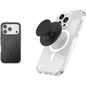 Bundle of PopSockets iPhone 17 Pro Phone Case with MagSafe, Wireless Charging Compatible, Black – Black Transluscent + PopSockets Phone Grip for MagSafe, Magnetic Holder, Phone Stand, Black – Black