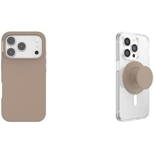 Bundle of PopSockets iPhone 17 Pro Phone Case with MagSafe, Wireless Charging Compatible, Brown – Latte + PopSockets Phone Grip for MagSafe, Magnetic Holder, Phone Stand, Brown – Soft Touch Latte