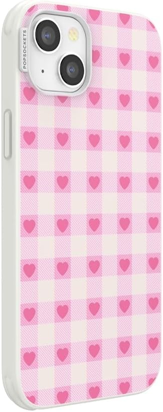 image:imagePopSockets iPhone 13 Phone Case with MagSafe Wireless Charging Compatible Checkered Blush GinghamBlush Gingham