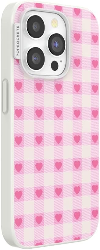 image:imagePopSockets iPhone 13 Phone Case with MagSafe Wireless Charging Compatible Checkered Blush GinghamBlush Gingham