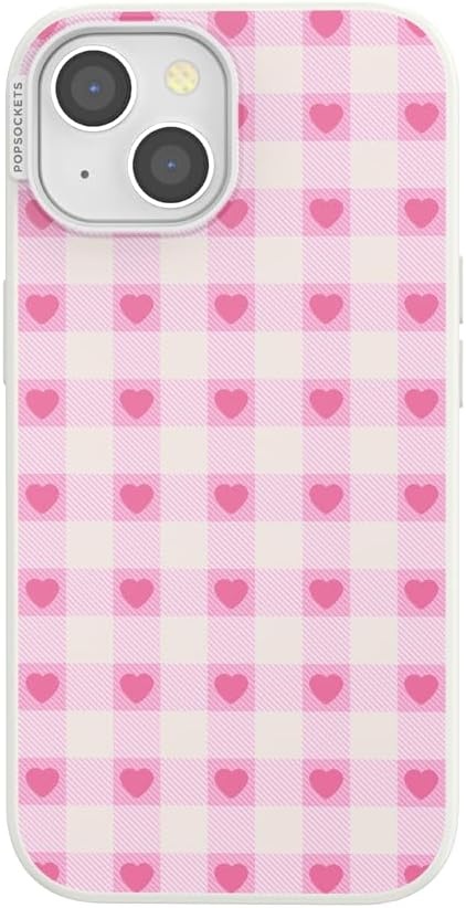 image:imagePopSockets iPhone 13 Phone Case with MagSafe Wireless Charging Compatible Checkered Blush GinghamBlush Gingham
