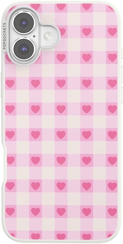 image:imagePopSockets iPhone 13 Phone Case with MagSafe Wireless Charging Compatible Checkered Blush GinghamBlush Gingham