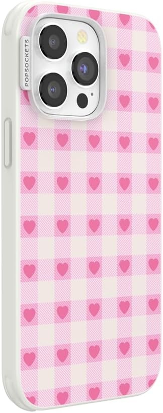 image:imagePopSockets iPhone 13 Phone Case with MagSafe Wireless Charging Compatible Checkered Blush GinghamBlush Gingham