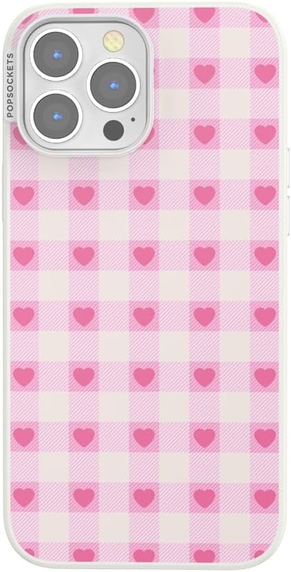 image:imagePopSockets iPhone 13 Phone Case with MagSafe Wireless Charging Compatible Checkered Blush GinghamBlush Gingham
