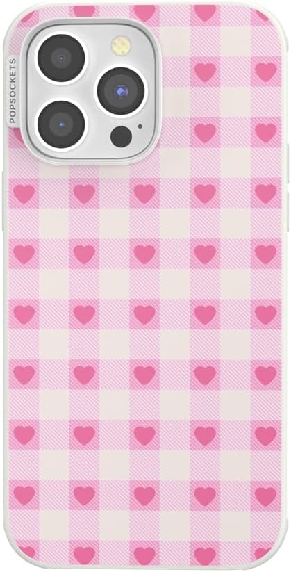 image:imagePopSockets iPhone 13 Phone Case with MagSafe Wireless Charging Compatible Checkered Blush GinghamBlush Gingham