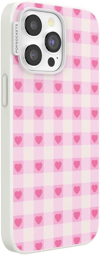 image:imagePopSockets iPhone 13 Phone Case with MagSafe Wireless Charging Compatible Checkered Blush GinghamBlush Gingham