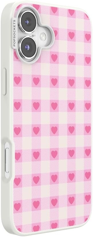 image:imagePopSockets iPhone 13 Phone Case with MagSafe Wireless Charging Compatible Checkered Blush GinghamBlush Gingham