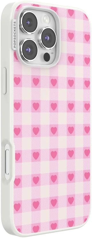 image:imagePopSockets iPhone 13 Phone Case with MagSafe Wireless Charging Compatible Checkered Blush GinghamBlush Gingham