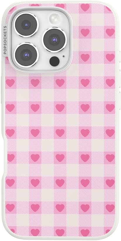 image:imagePopSockets iPhone 13 Phone Case with MagSafe Wireless Charging Compatible Checkered Blush GinghamBlush Gingham