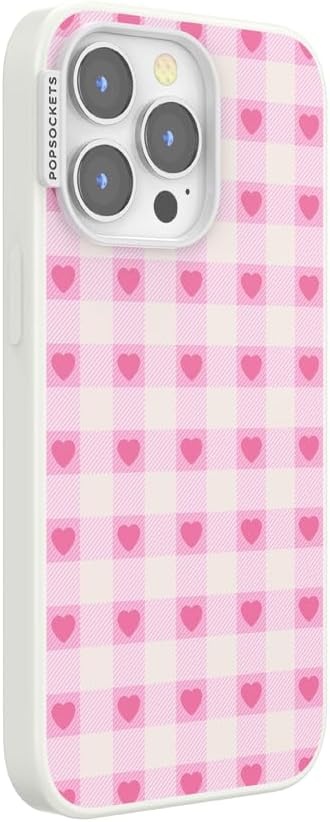 image:imagePopSockets iPhone 13 Phone Case with MagSafe Wireless Charging Compatible Checkered Blush GinghamBlush Gingham