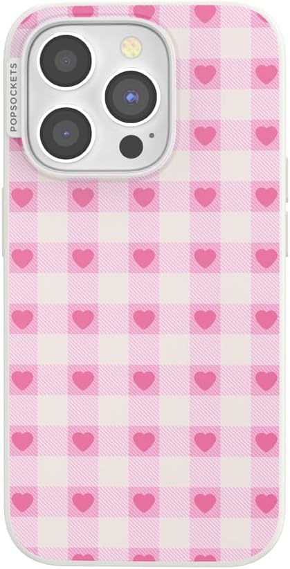 image:imagePopSockets iPhone 13 Phone Case with MagSafe Wireless Charging Compatible Checkered Blush GinghamBlush Gingham