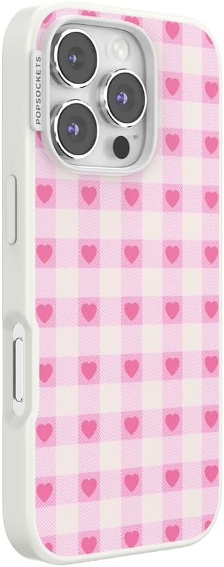 image:imagePopSockets iPhone 13 Phone Case with MagSafe Wireless Charging Compatible Checkered Blush GinghamBlush Gingham